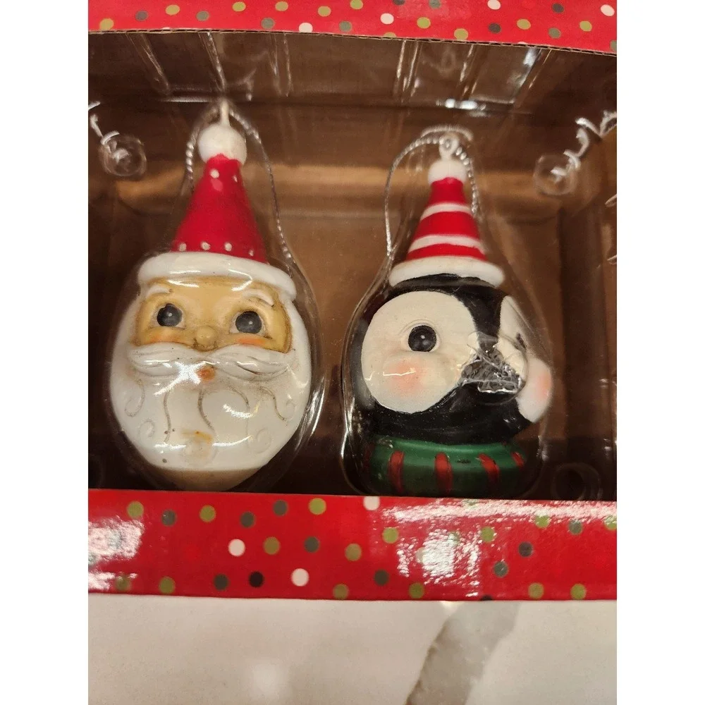 Transpac New Holiday Santa And Penguin Ornament Set Design By Johanna Parker‎